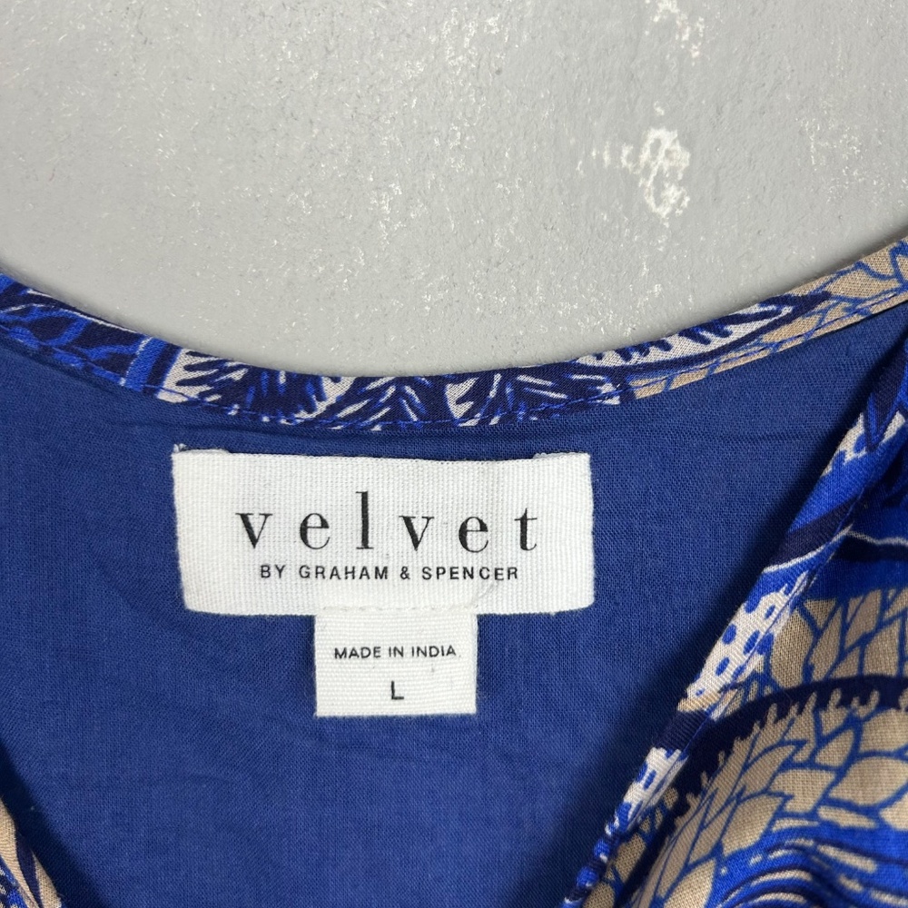 Velvet Graham & Spencer size L Zahara cami dress tiered cotton blue floral - Picture 12 of 14